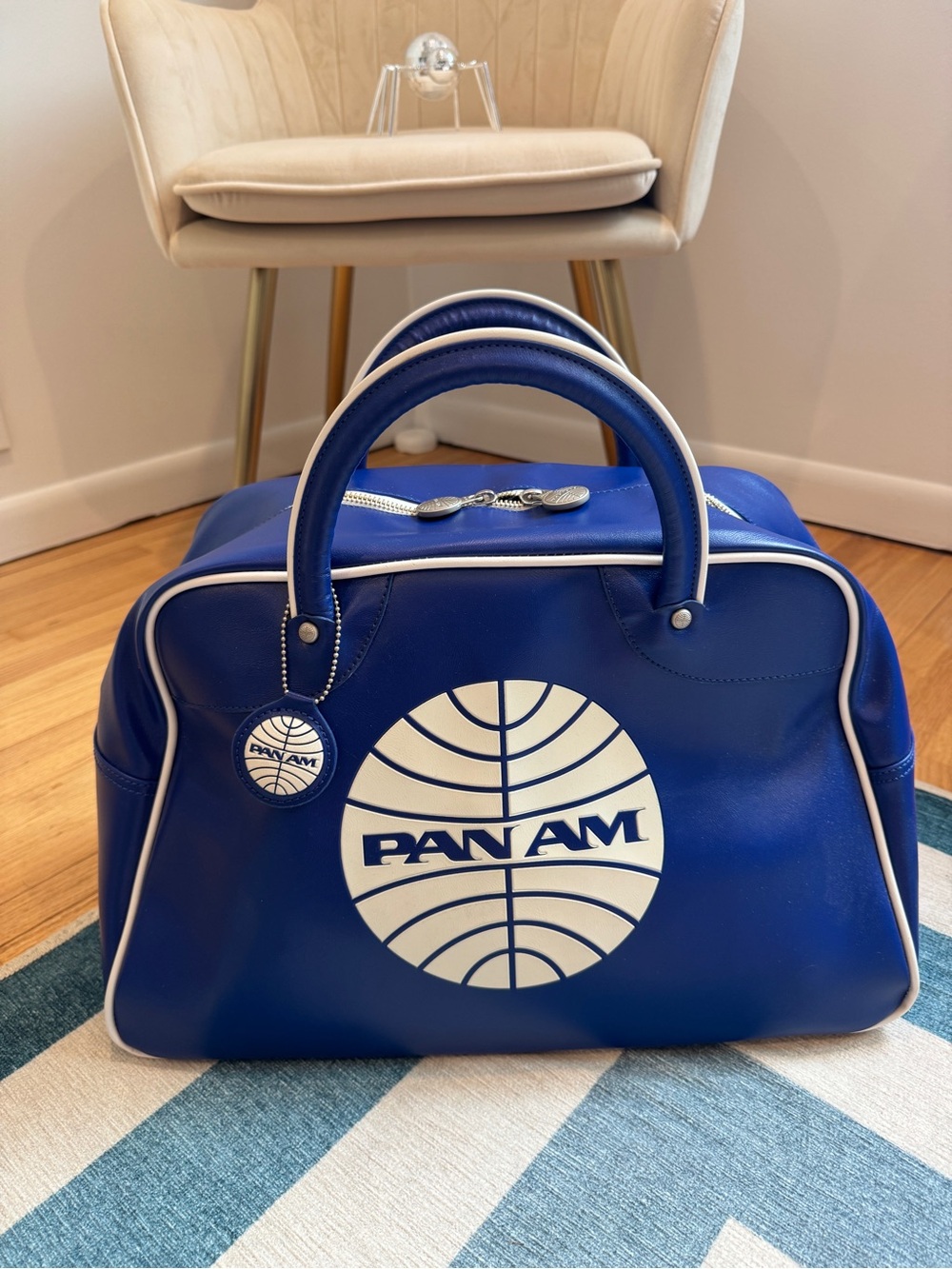 Pan Am Blue Travel Duffel Bag with White Logo